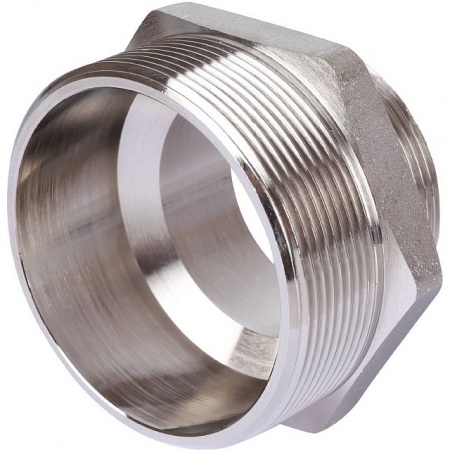 Ниппель переходной резьбовой латунный STOUT никель 21/2"x2" Н
