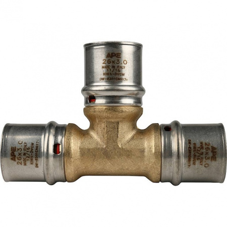 МП Тройник равнопроходный пресс для металлопласта STOUT Ø26х26х26