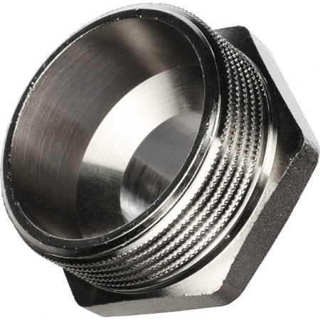 Ниппель переходной резьбовой латунный STOUT никель 11/2"x1" Н