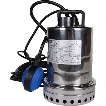 Насос дренажный STOUT SPD-0001-200450 с поплавком (кабель 10 м, 230V, Q=175 л/мин, H=10 м)